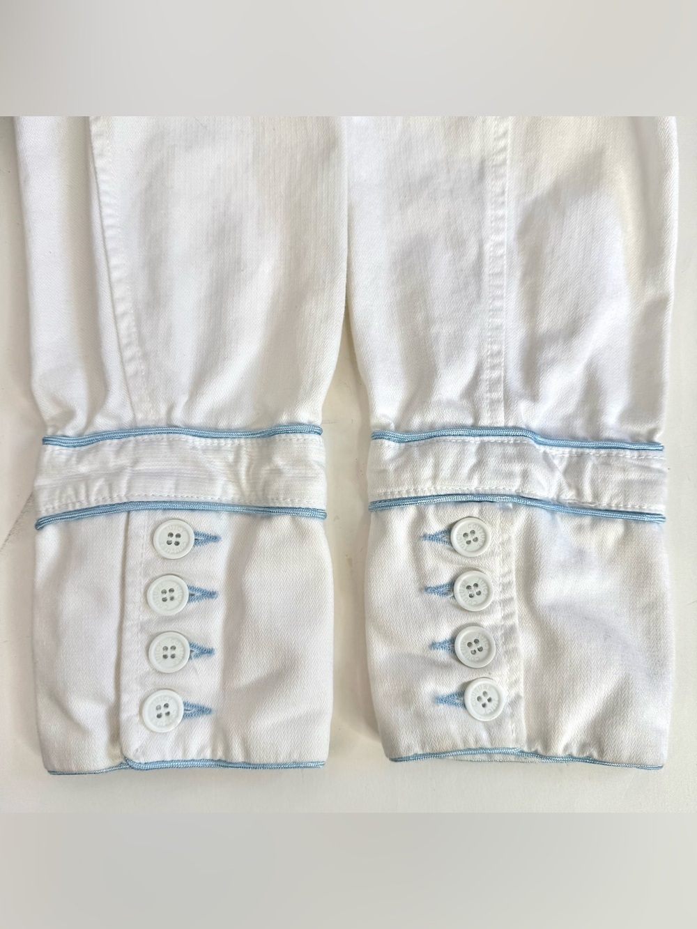 Y2K VINTAGE JUICY COUTURE JEANS White Twill Blue Piping Blazer Jacket Size XL - Picture 6 of 15